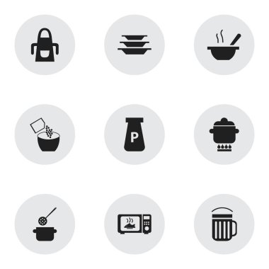 9 düzenlenebilir mutfak simgeler kümesi. Tutam biber, önlük, çorba ve daha fazlası gibi simgeler içerir. Web, mobil, UI ve Infographic tasarım için kullanılabilir.