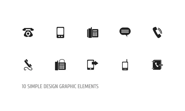 Conjunto de 10 iconos de teléfono editables. Incluye símbolos como el transceptor, la antigüedad, el libro de contactos y más. Se puede utilizar para diseño web, móvil, IU e infografía . — Vector de stock