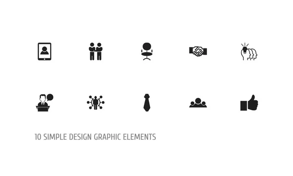 Uppsättning av 10 redigerbara jobb ikoner. Innehåller symboler som lampa, kontorsstol, tal och mycket mer. Kan användas för webb-, mobil-, Ui och infographic design. — Stock vektor