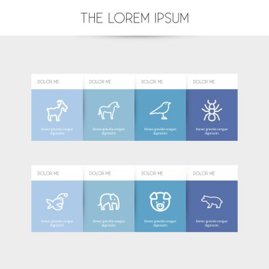 8 düzenlenebilir hayvan simgeler çizgi stili kümesi. Değer değişimi, fil, ardıç ve daha fazlası gibi simgeler içerir. Web, mobil, UI ve Infographic tasarım için kullanılabilir.