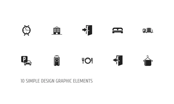 Conjunto de 10 ícones de praça editáveis. Inclui símbolos como bagagem, restaurante, relógio e muito mais. Pode ser usado para web, mobile, UI e design infográfico . —  Vetores de Stock