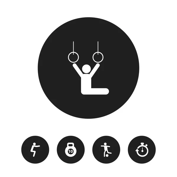 Set van 5 bewerkbare levensstijl iconen. Bevat symbolen zoals voetbal, timer, gymnast en meer. Kan worden gebruikt voor web, mobiel, ontwerp Ui en infographic. — Stockvector