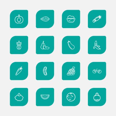 16 düzenlenebilir tencere simgeler çizgi stili kümesi. Topu, krema, tatlı meyve ve daha fazla gülümseyen gibi simgeleri içerir. Web, mobil, UI ve Infographic tasarım için kullanılabilir.