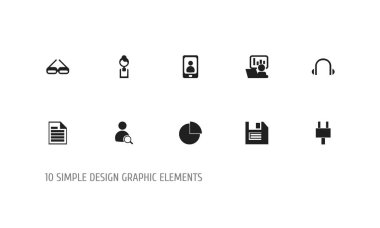 10 düzenlenebilir office simgeler kümesi. Dosya, telefon, Tak ve daha fazlası gibi simgeler içerir. Web, mobil, UI ve Infographic tasarım için kullanılabilir.
