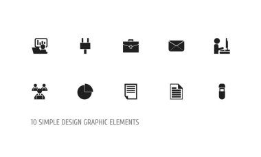 10 düzenlenebilir office simgeler kümesi. Pasta grafik, tanıtımı, birden parlamak götürmek ve daha fazlası gibi simgeler içerir. Web, mobil, UI ve Infographic tasarım için kullanılabilir.