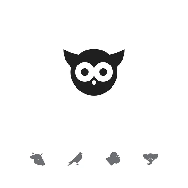 Conjunto de 5 iconos editables de zoología. Incluye símbolos como búho, vaca, gorila y más. Se puede utilizar para diseño web, móvil, IU e infografía . — Vector de stock