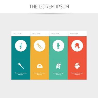 8 düzenlenebilir eğitim simgeler kümesi. Trompet, tiz nota anahtarı, baykuş ve daha fazlası gibi simgeler içerir. Web, mobil, UI ve Infographic tasarım için kullanılabilir.