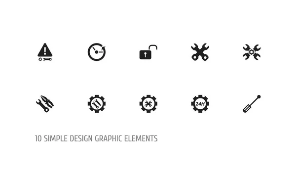 Uppsättning av 10 redigerbara reparation ikoner. Innehåller symboler såsom varning, optioner, verktyg och mer. Kan användas för webb-, mobil-, Ui och infographic design. — Stock vektor