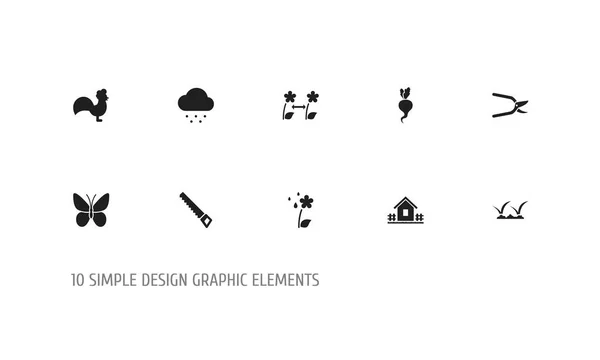 Set de 10 iconos de jardinería editable. Incluye símbolos como decorativo, cultivo, tijeras de jardín y más. Se puede utilizar para diseño web, móvil, IU e infografía . —  Fotos de Stock