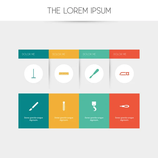 Készlet 8 szerkeszthető eszköz ikonok. Magában foglalja a szimbólumok, mint a vonalzó, horog, borona és így tovább. Lehet használni a web, mobil, Ui és infographic design. — Stock Fotó