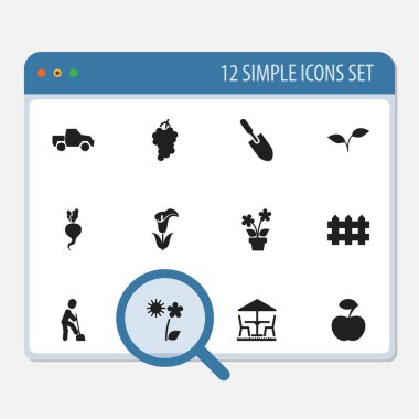 12 düzenlenebilir Bahçe simgeler kümesi. Pancar, elma, büyüme ve daha fazlası gibi simgeler içerir. Web, mobil, UI ve Infographic tasarım için kullanılabilir.