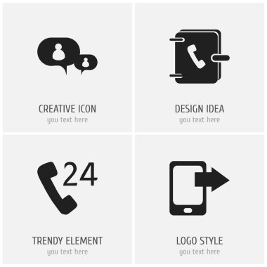 4 düzenlenebilir gadget simgeler kümesi. İletişim kitap, gönder, telefon hattı ve daha fazlası gibi simgeler içerir. Web, mobil, UI ve Infographic tasarım için kullanılabilir.