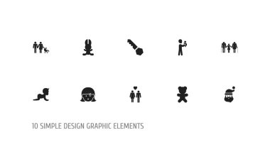 10 düzenlenebilir millet simgeler kümesi. Oyuncak ayı, torunu, tavşan gibi simgeler içerir. Web, mobil, UI ve Infographic tasarım için kullanılabilir.