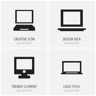 4 düzenlenebilir bilgisayar simgeler kümesi. Ekran, monitör, ekran ve daha fazlası gibi simgeler içerir. Web, mobil, UI ve Infographic tasarım için kullanılabilir.