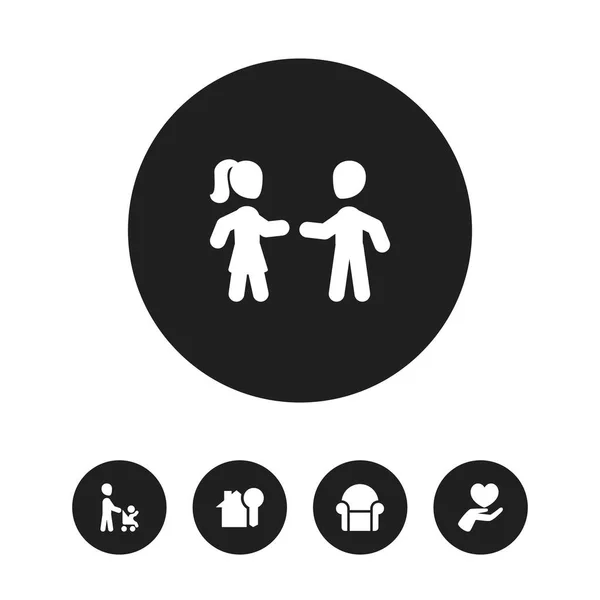 Uppsättning av 5 redigerbara familj ikoner. Innehåller symboler såsom par, Pappa, spara kärlek och mer. Kan användas för webb-, mobil-, Ui och infographic design. — Stock vektor