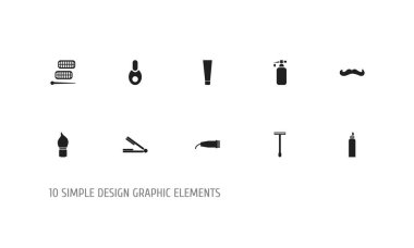 10 düzenlenebilir Kuaför simgeler kümesi. Tıraş fırçası, saç silindiri, saç düzleştirici ve daha fazlası gibi simgeler içerir. Web, mobil, UI ve Infographic tasarım için kullanılabilir.
