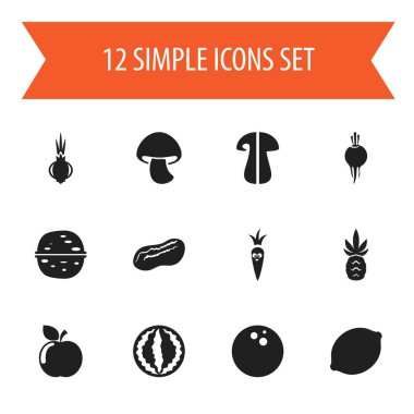 12 düzenlenebilir pişirme simgeler kümesi. Mantar, havuç ve daha fazla gülümseyen ananas gibi simgeler içerir. Web, mobil, UI ve Infographic tasarım için kullanılabilir.