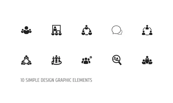 Uppsättning av 10 redigerbara business ikoner. Innehåller symboler som dialog, personalen strukturen, kommunikation och mycket mer. Kan användas för webb-, mobil-, Ui och infographic design. — Stockfoto