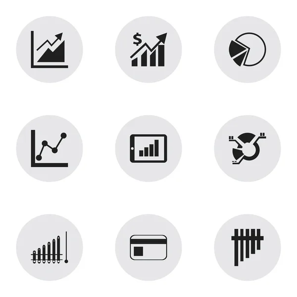 Sada 9 upravitelné logické ikon. Obsahuje symboly jako segment, investice, analýzy tablet a další. Lze použít pro webové, mobilní, Ui a infografika design. — Stock fotografie