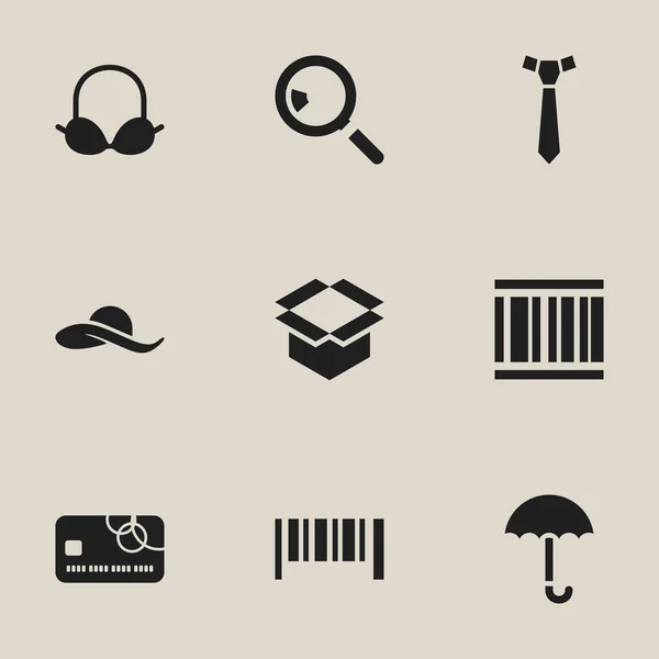 Conjunto de 9 iconos de negocio editables. Incluye símbolos como tarjeta de salario, búsqueda, empate y más. Se puede utilizar para diseño web, móvil, IU e infografía . — Foto de Stock