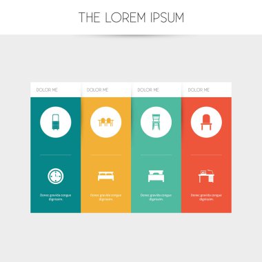 8 düzenlenebilir mobilyalar simgeler kümesi. Yatak, yemek odası, tezgah ve daha fazla gibi simgeler içerir. Web, mobil, UI ve Infographic tasarım için kullanılabilir.