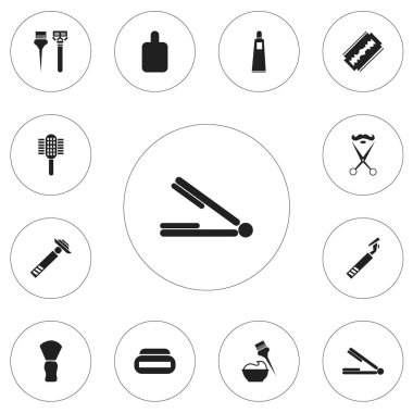 12 düzenlenebilir kuaförlük simgeler kümesi. Koku, saç düzleştirici, alet ve daha fazlası gibi simgeler içerir. Web, mobil, UI ve Infographic tasarım için kullanılabilir.