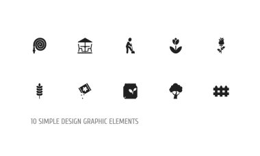 10 düzenlenebilir Bahçe simgeler kümesi. Kazıcı insan, arpa, gül ve daha fazlası gibi simgeler içerir. Web, mobil, UI ve Infographic tasarım için kullanılabilir.