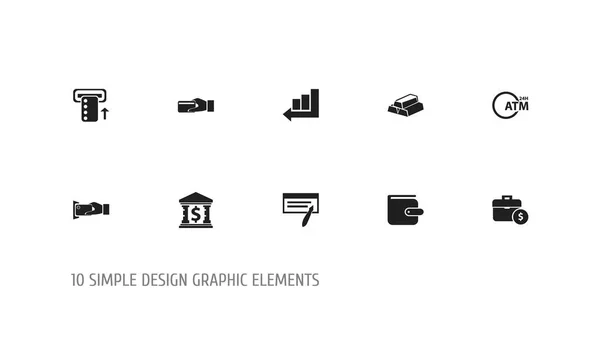 Satz von 10 editierbaren Finanzsymbolen. beinhaltet Symbole wie Pfand, Geldautomat, Geldbörse und vieles mehr. kann für Web-, Mobil-, UI- und Infografik-Design verwendet werden. — Stockfoto