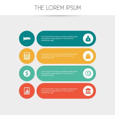 8 düzenlenebilir finansal simgeler kümesi. Dolar işareti, bina, grafik ve daha fazlası gibi simgeler içerir. Web, mobil, UI ve Infographic tasarım için kullanılabilir.