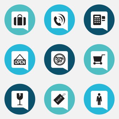 9 düzenlenebilir iş simgeler kümesi. Açık, kırık cam, kart okuyucu ve daha fazlası gibi simgeler içerir. Web, mobil, UI ve Infographic tasarım için kullanılabilir.