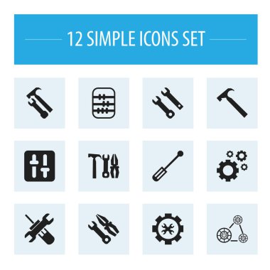 12 düzenlenebilir aracı simgeler kümesi. Yapı, ayarları, mekanik SMM ve daha fazlası gibi simgeler içerir. Web, mobil, UI ve Infographic tasarım için kullanılabilir.