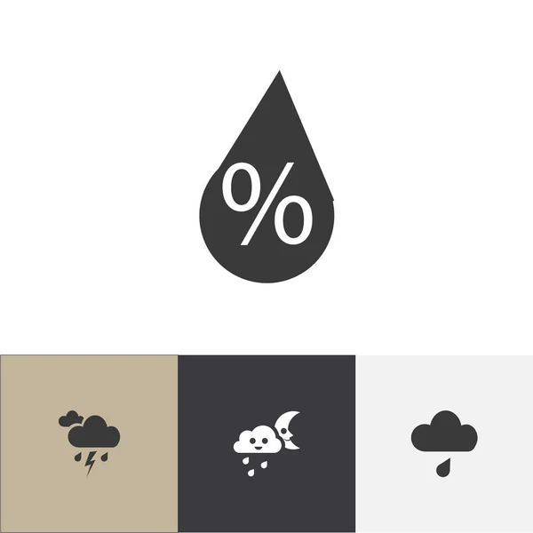 Set di 4 icone climatiche modificabili. Include simboli come gocciolamento, gocciolamento, luna con nuvola e altro ancora. Può essere utilizzato per la progettazione web, mobile, UI e infografica . — Vettoriale Stock