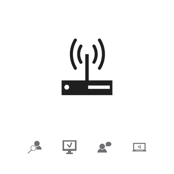 Conjunto de 5 iconos globales editables. Incluye símbolos como búsqueda, enrutador, portátil y más. Se puede utilizar para diseño web, móvil, IU e infografía . — Foto de Stock