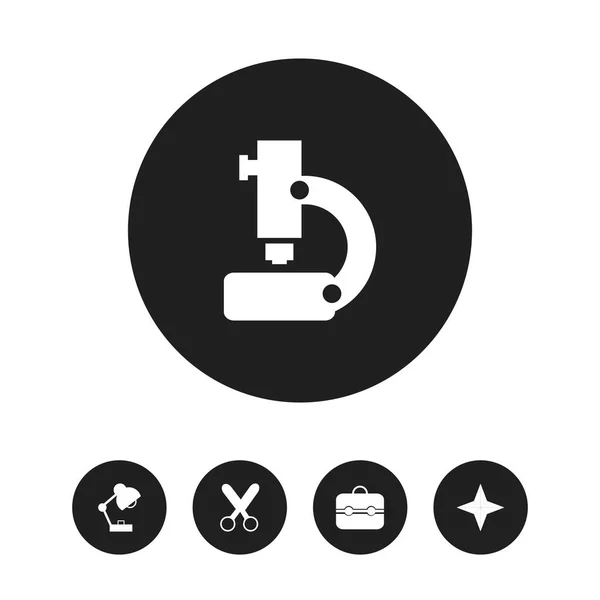 Sada 5 upravitelných znalosti ikon. Obsahuje symboly geografie, nůžky, kufr a další. Lze použít pro webové, mobilní, Ui a infografika design. — Stock fotografie