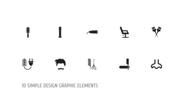 10 düzenlenebilir Kuaför simgeler kümesi. Saç Kıvırıcı, ücret, bıçak ve daha fazlası gibi simgeler içerir. Web, mobil, UI ve Infographic tasarım için kullanılabilir.