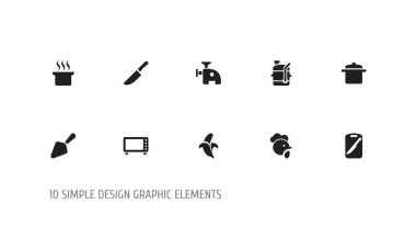 10 düzenlenebilir aşçı simgeler kümesi. Meyve sıkacağı, doğrayıcılardan, muz ve daha fazlası gibi simgeler içerir. Web, mobil, UI ve Infographic tasarım için kullanılabilir.