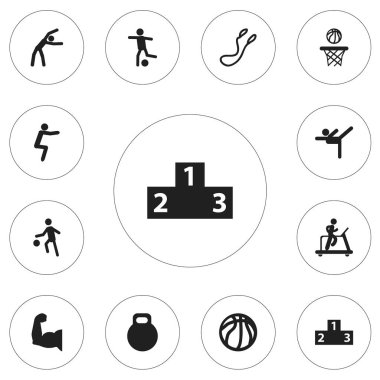 12 düzenlenebilir eğitim simgeler kümesi. Jimnastik, atlama ipi, sıralama ve daha fazlası gibi simgeler içerir. Web, mobil, UI ve Infographic tasarım için kullanılabilir.