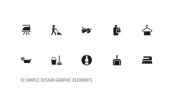 Lot de 10 icônes d'hygiène modifiables. Comprend des symboles tels que 30 degrés, récipient en plastique, bretelles et plus. Peut être utilisé pour la conception web, mobile, UI et infographique . — Image vectorielle