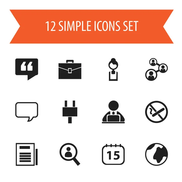 Uppsättning av 12 redigerbara presidiet ikoner. Innehåller symboler som konversation, Sök, ingen cigarett och mer. Kan användas för webb-, mobil-, Ui och infographic design. — Stock vektor