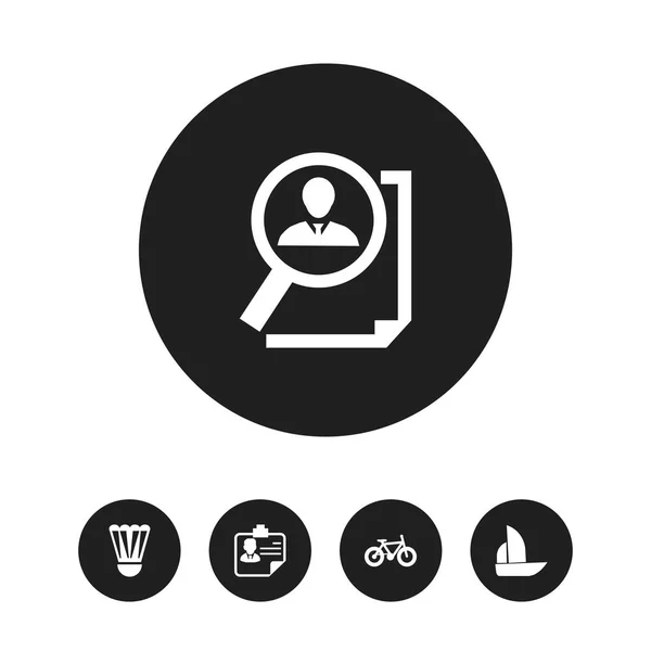 Zestaw 5 edycji ikon złożonych. Zawiera symbole, takie jak Łódź, wolant, odznaka i więcej. Mogą być używane dla sieci web, mobilnych, projektowania interfejsu użytkownika i infografiki. — Wektor stockowy