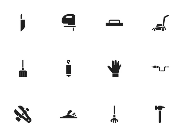 Набір Редаговані Інструмент Іконками Включає Себе Символи Такі Ножиці Машини — стоковий вектор