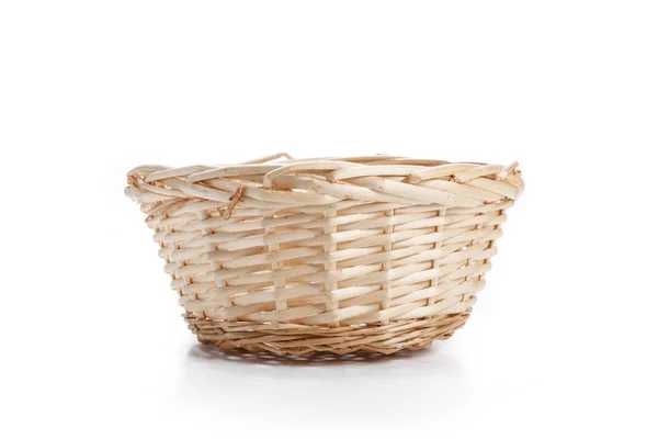 Wicker Basket Isolated White Background — Stock Photo, Image