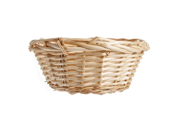 Wicker Basket Isolated White Background — Stock Photo, Image