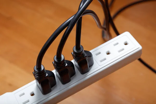 Electrical Plugs Connected Power Strip — Stock Photo, Image