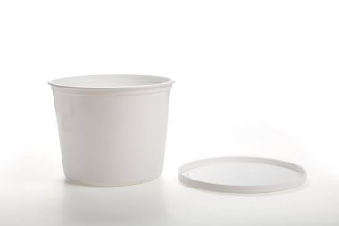 Beyaz plastik küvet kova konteyner yakın çekim