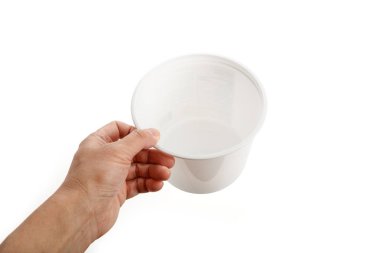 Beyaz plastik küvet kova konteyner yakın çekim