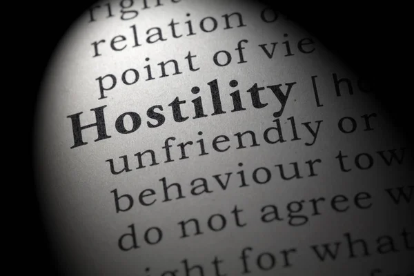 Fake Dictionary Dictionary Definition Word Hostility Including Key Descriptive Words — Stock Photo, Image