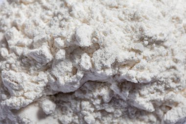 Gıda içerikler beyaz buğday unu, yakın çekim.