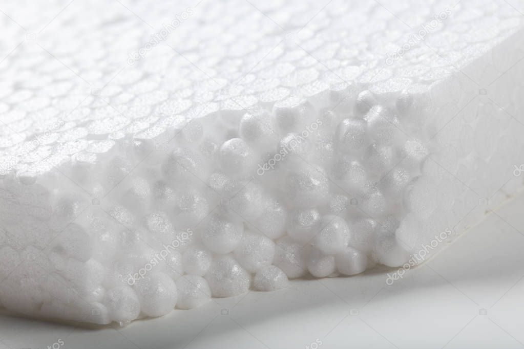 white foam board close up, packaging material.