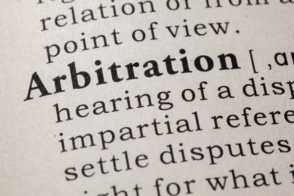 Fake Dictionary Dictionary Definition Word Arbitration Including Key Descriptive Words — Stock Photo, Image